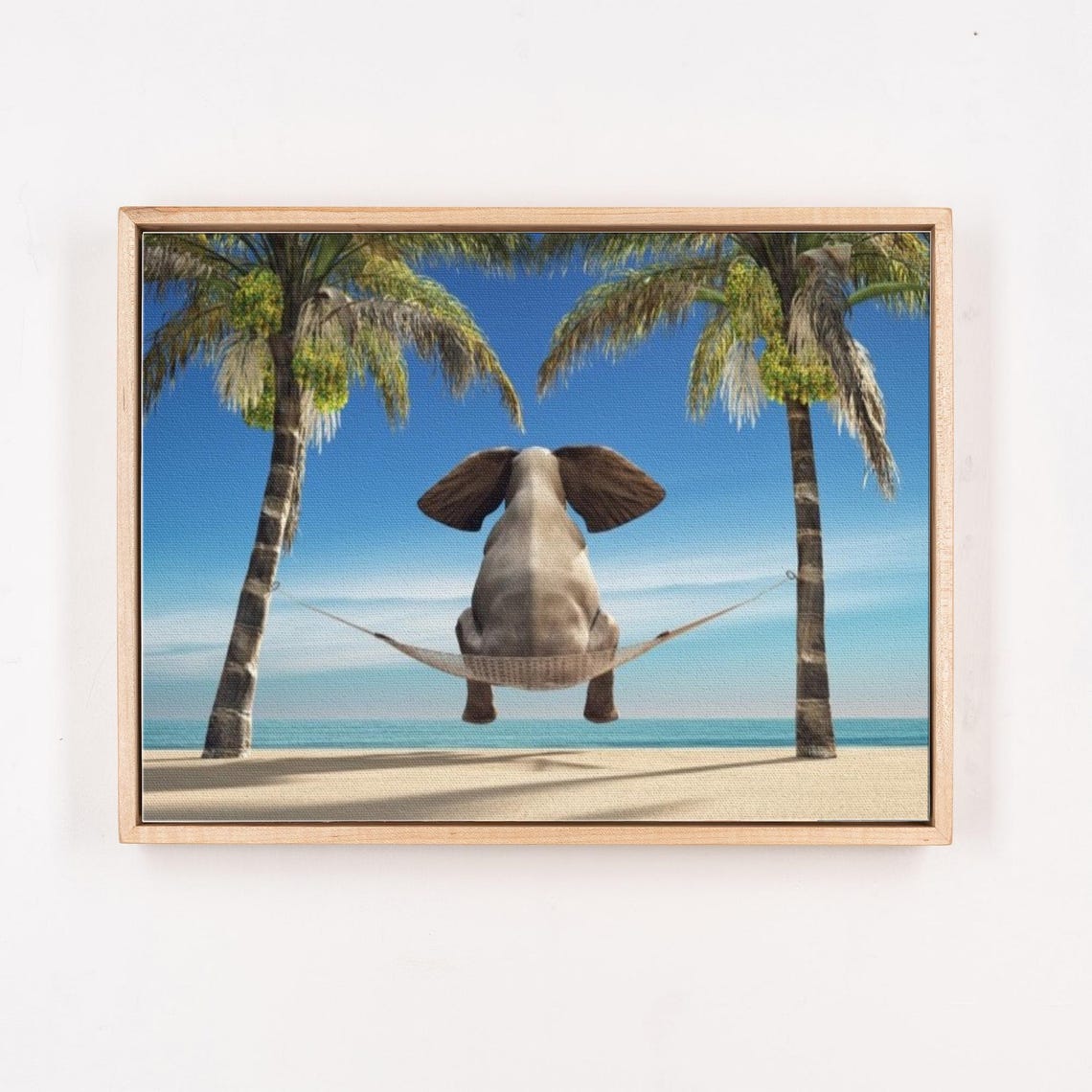Elephant Relaxing in Beach Hammock Between Palms Funny Animal Poster - Image 4