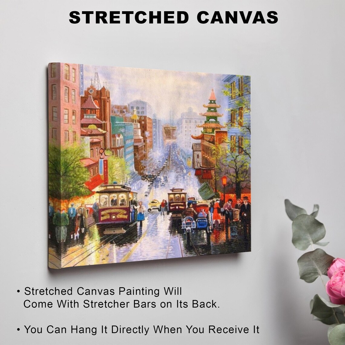 San Francisco California Street Cable Cars And Chinatown Art Poster - Image 3