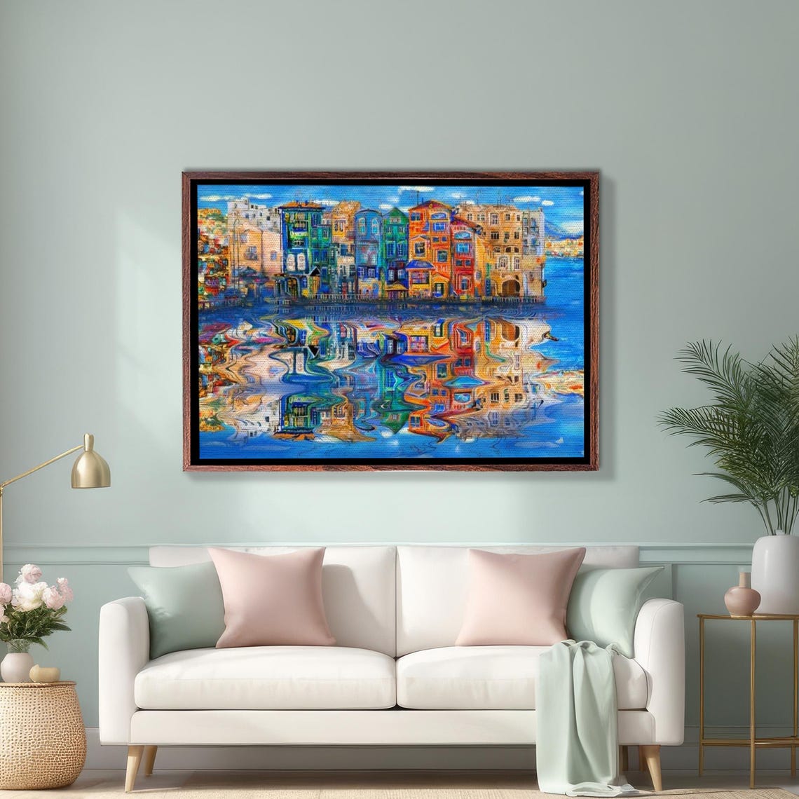 Amsterdam Canal Houses Water Reflection Cityscape Art Poster