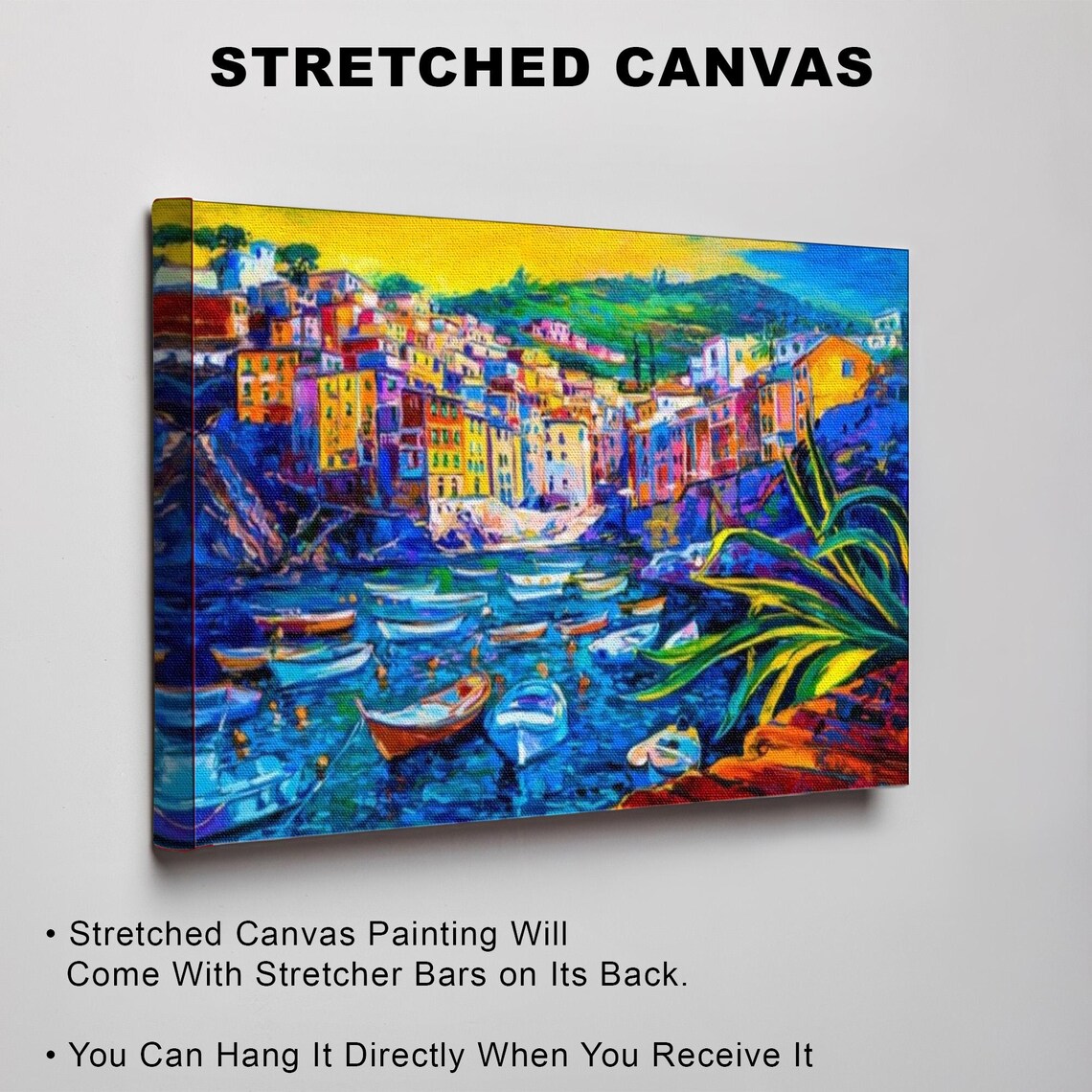 Colorful Boats Crowded At Harbor Shore Fauvist Painting Poster - Image 3