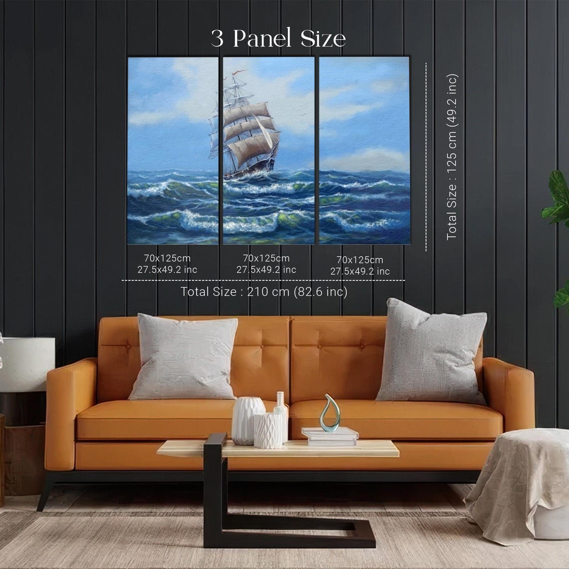 Tall Ship With Full Sails Riding Deep Blue Ocean Waves Poster - Image 2