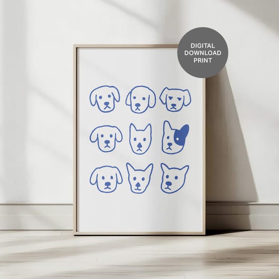 Wall Art Cute Dogs Playful Puppies Illustration Funny Adorable Poster For Apartment Decor Dorm Room Prints Home