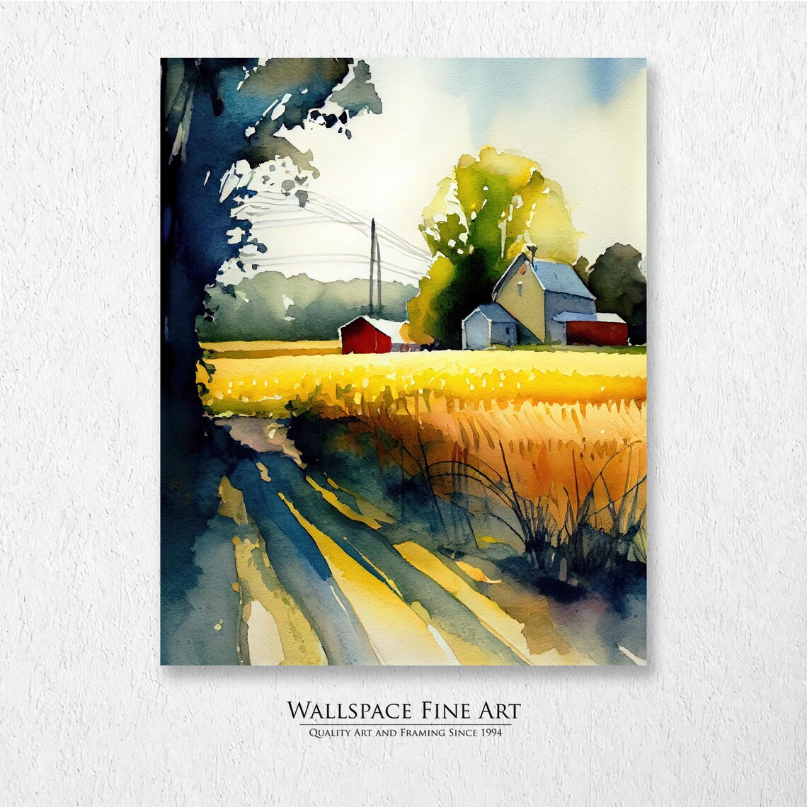 Golden Hour Summer Family Farm Watercolor Country Landscape Poster