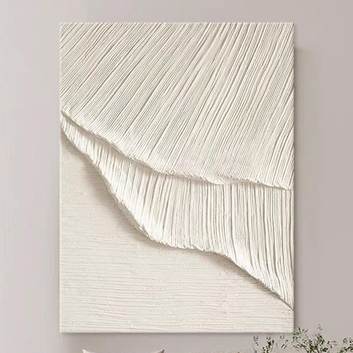 All White Thick Texture Abstract Minimalist Modern 3D Painting Poster