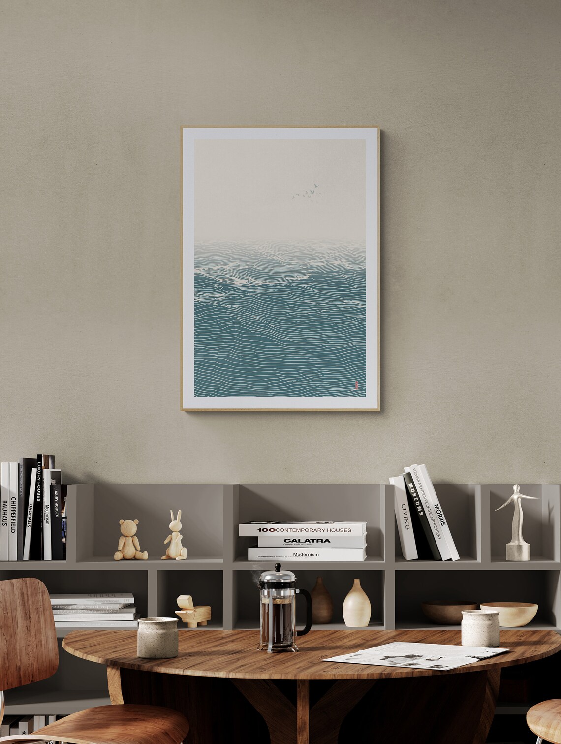 Out At Sea Japanese Waves, Japandi Travel Poster - Image 2