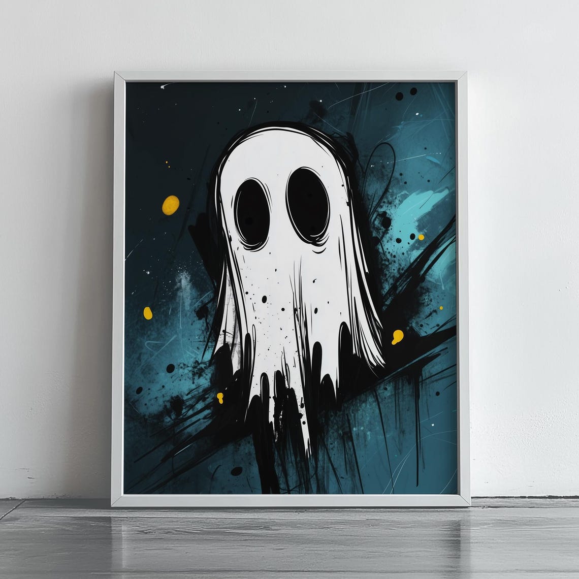 Spooky Abstract Art Moody Halloween Decor Modern Wall Gothic Horror Paint Dark Night Unique 241