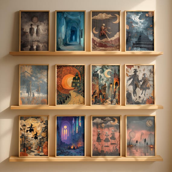 Set Of 88 Halloween Gallery Wall Art Spooky Collection Vintage Fall Decor And Witch Paintings Prints 6