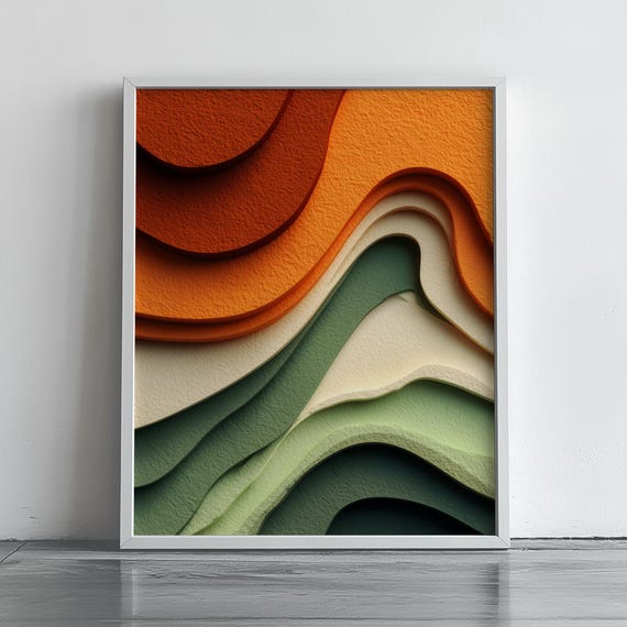 Earthy Abstract Gradient Wall Art Warm Tones Layered Paper Effect Modern Decor Fall Print 427