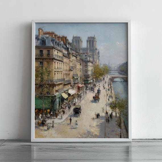 Charming Parisian Streetscape Scene Vintage City Landscape Art Urban Decor Claude Monet Style Painting Wall 113