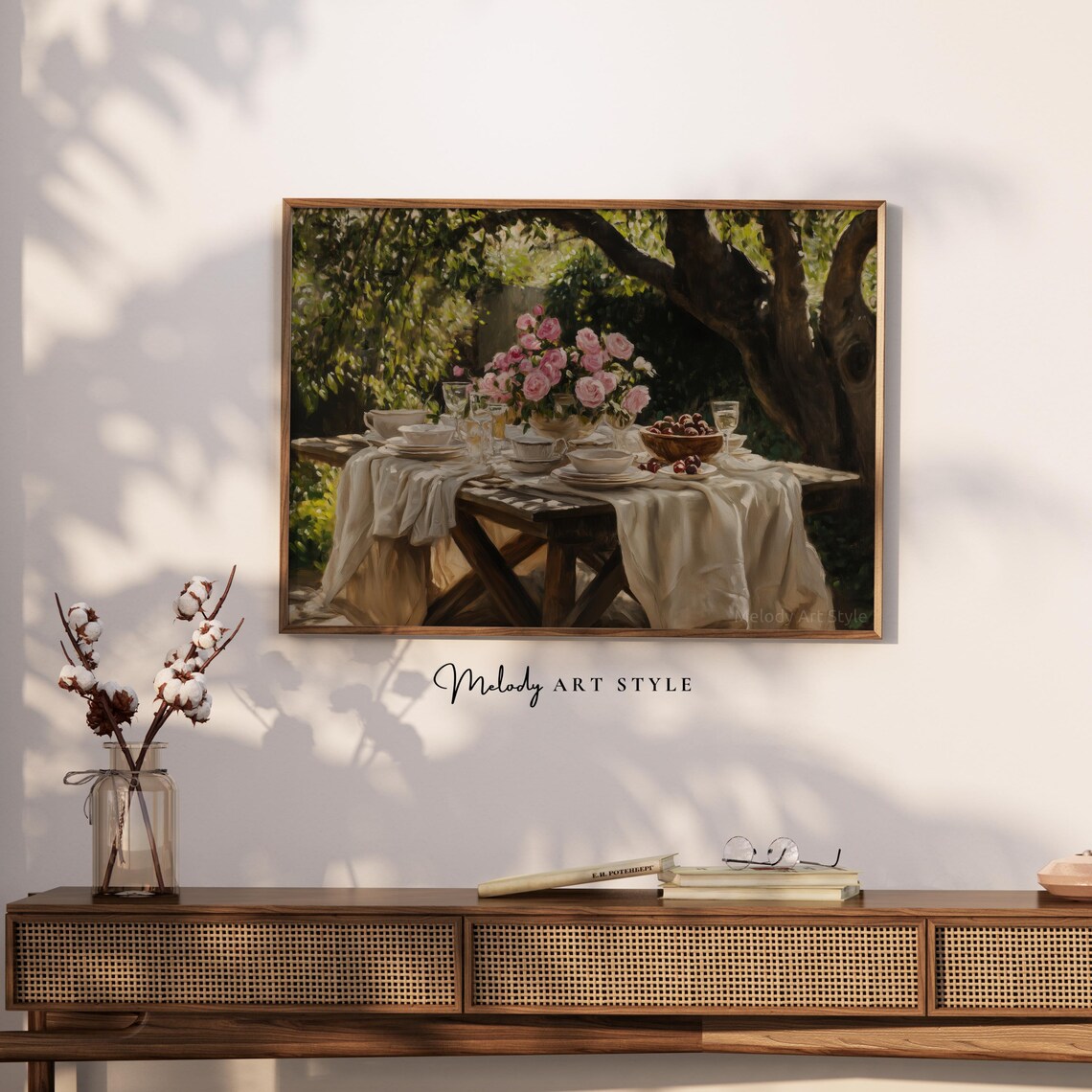 French Countryside Dining, Rustic Garden Table Art Print - Image 2
