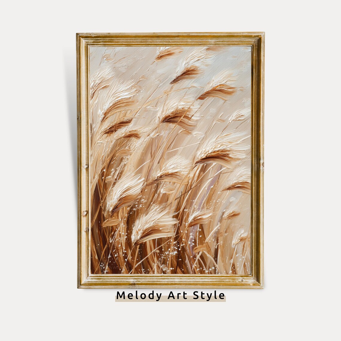 Golden Wheat Field Minimalist Beige Grass Farmhouse Painting Poster