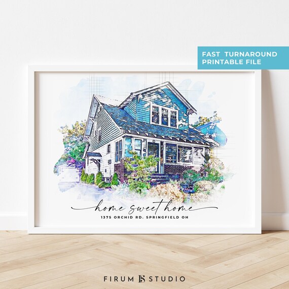 Custom House Portrait, Housewarming Gift