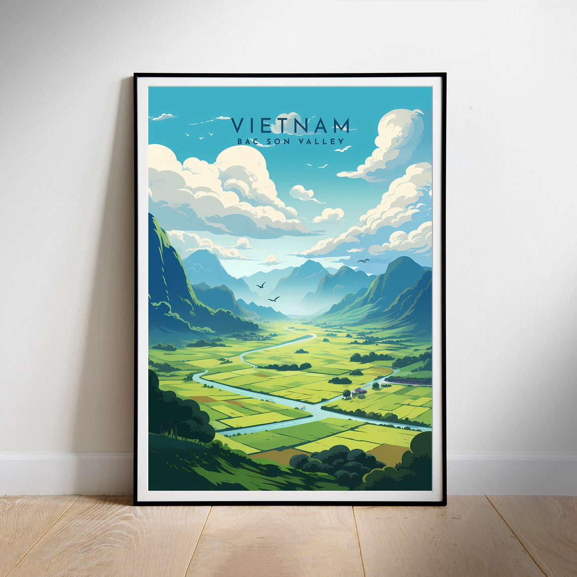 Bac Son Valley Vietnam Green Rice Fields Mountains Travel Poster - Image 2