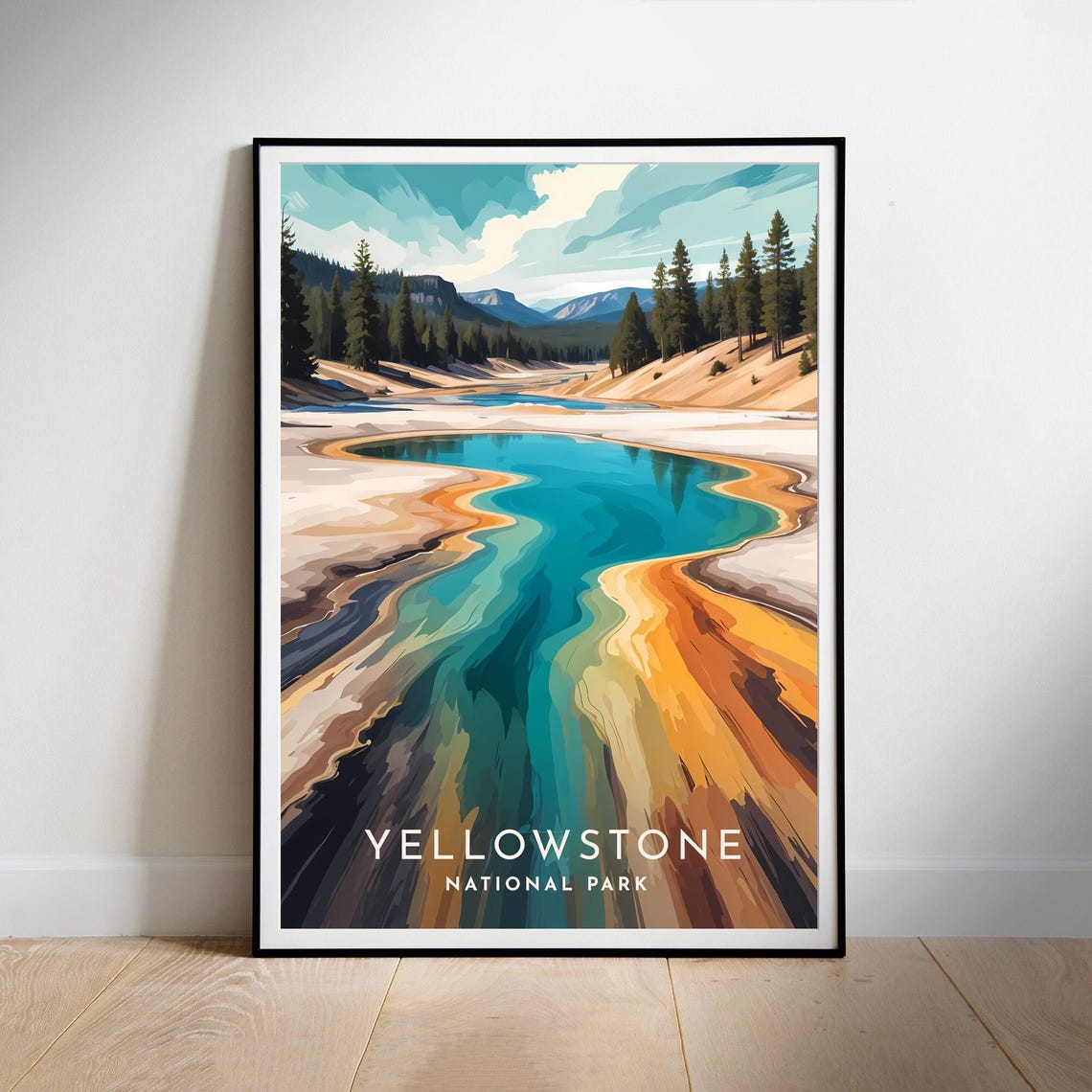 Yellowstone Turquoise Hot Spring Colorful National Park Art Poster - Image 2