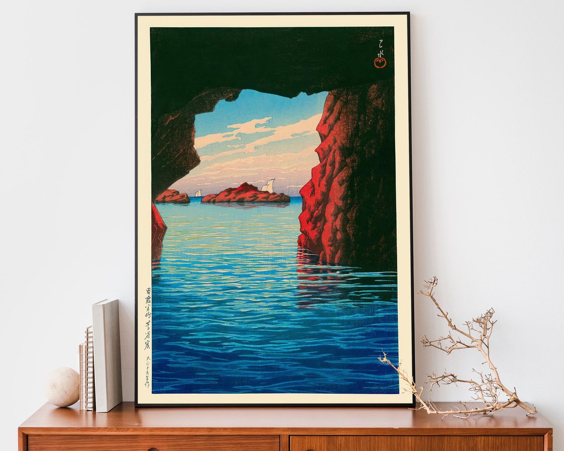 Kawase Hasui Kojaku Cavern Sea Cave Japanese Woodblock Art Poster