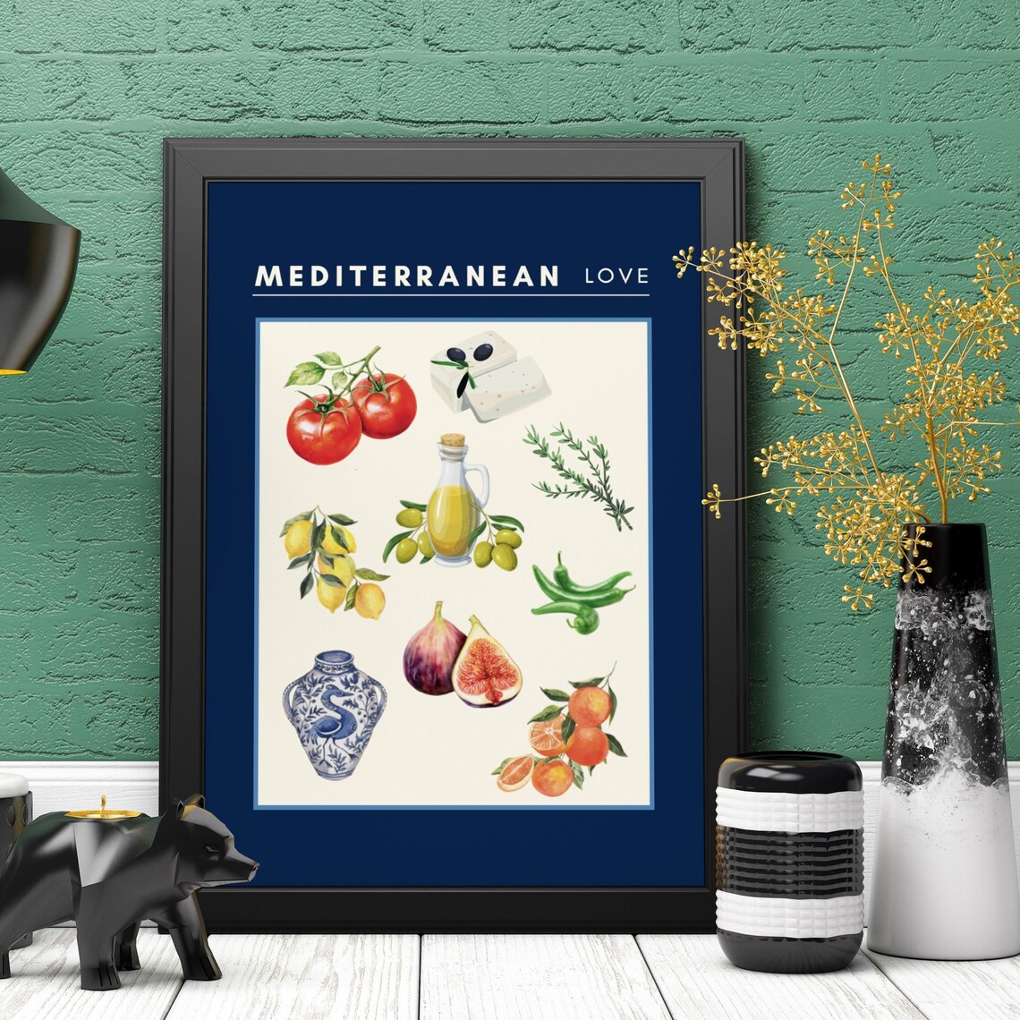 Mediterranean Love Art Print, Kitchen Dining Decor