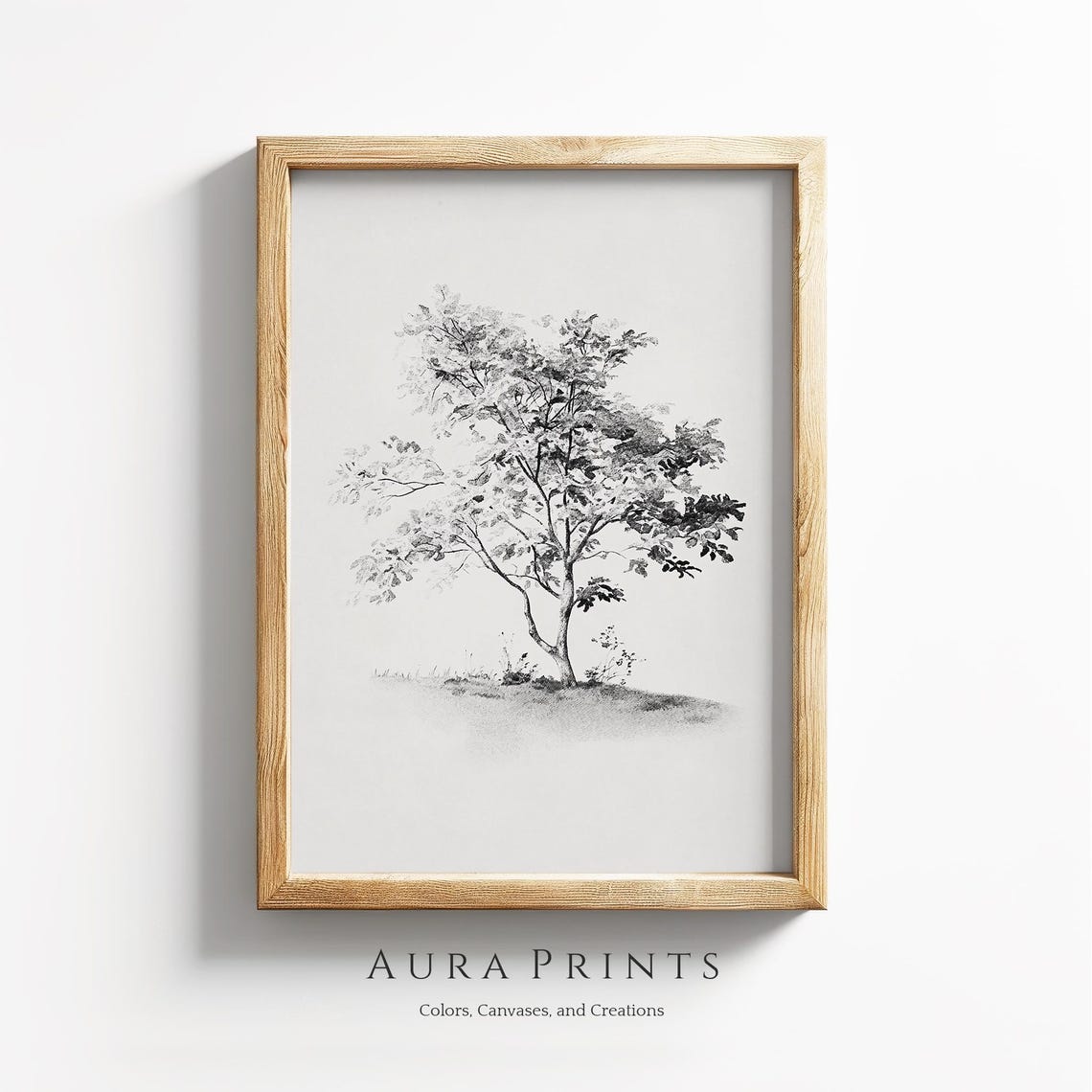 Hand Drawn Solitary Tree Ink Sketch Minimalist Nature Poster