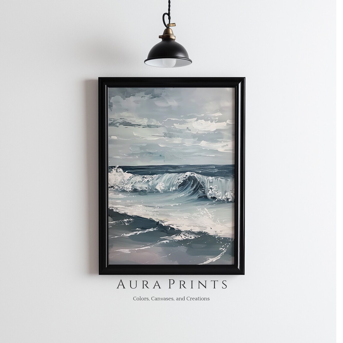 Crashing Waves Vintage Oil Painting Seascape Coastal Waters Poster