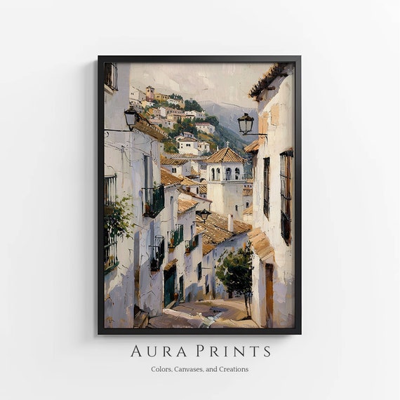 Charming European Cafe Summer Scene Print Cottage Style Wall Art 0456