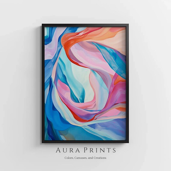 Pastel Cyclone Abstract Swirl Modern Fluid Art Colorful Waves Poster