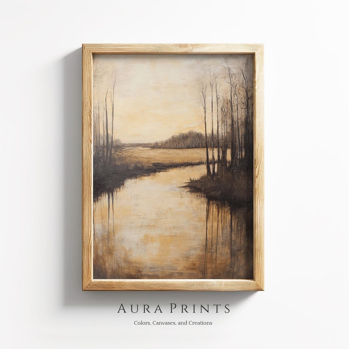 Antique Autumn Meadow Painting Rustic Fall Wall Art 1305