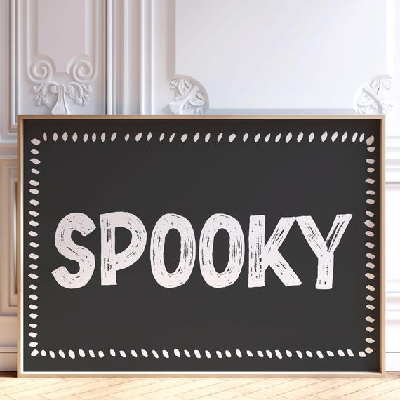 Spooky Halloween Print Retro Black White Seasonal Wall Art Dorm Room Decor Autumn College Apartment Poster