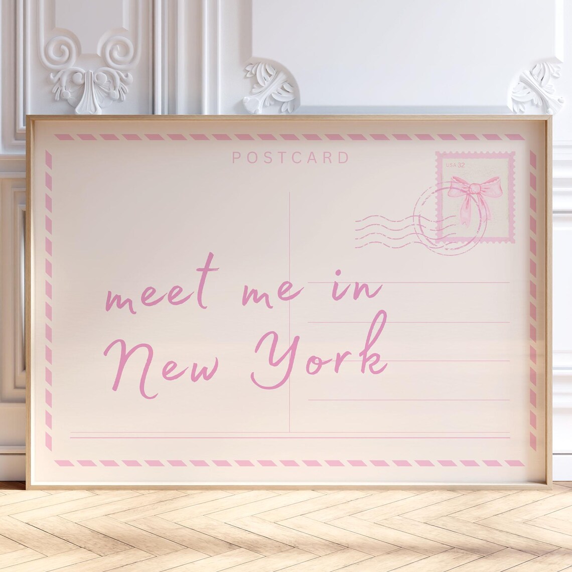 Meet Me In New York Travel Poster, Preppy Style