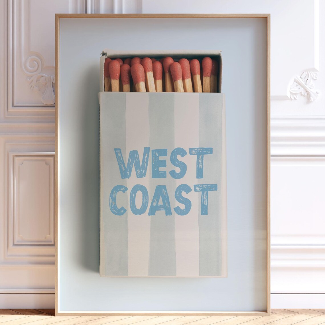 West Coast Matchbox Art Coastal Beach Dorm Room Wall Decor Poster