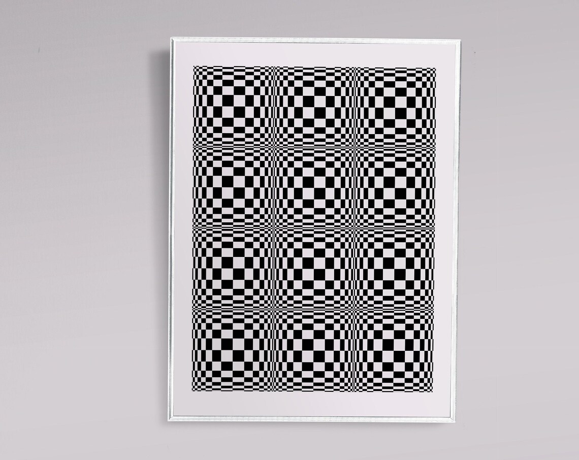 Black And White Checkered Print, Optical Illusion Poster - Image 2