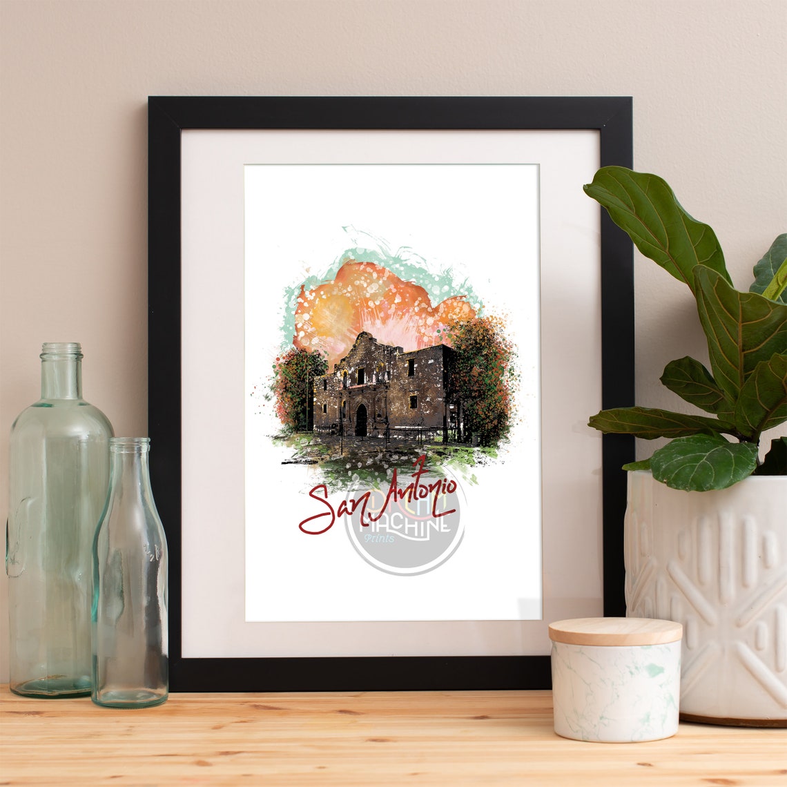 San Antonio Print San Antonio Skyline San Antonio Art San Antonio Poster San Antonio Watercolor San Antonio Art Print San Antonio Map