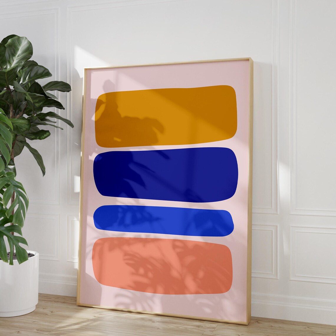 Colorful Geometric Abstract Bars Mid Century Modern Wall Poster