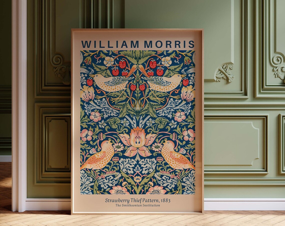 William Morris Art Nouveau Poster, Vintage Textile Print