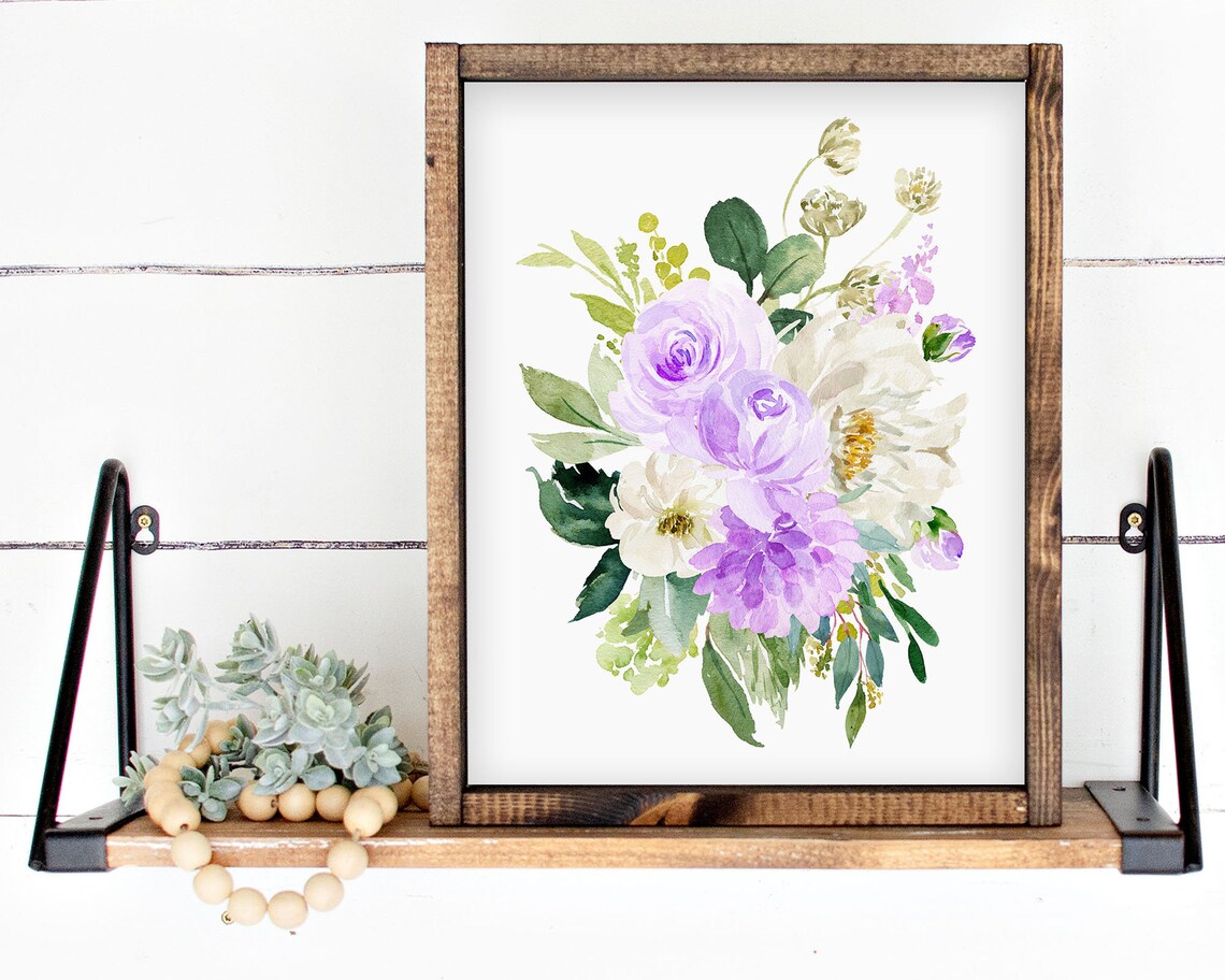 Purple Watercolor Flowers Peony Wall Art Girls Room Wall Art Peonies Wall Art Baby Girl Boho Nursery Decor - Image 5