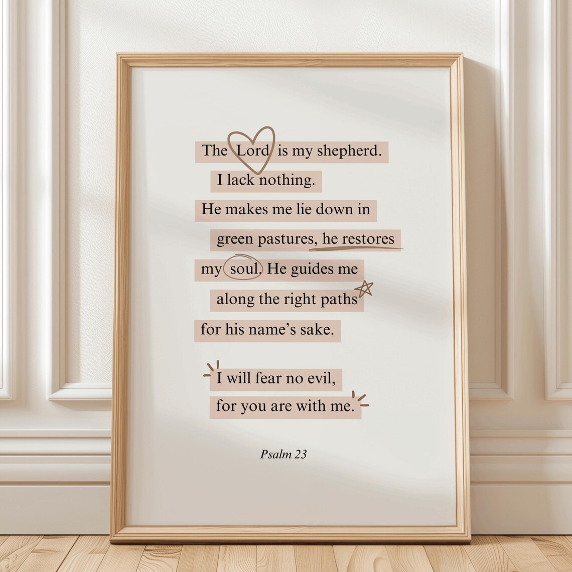 Psalm 23, The Lord Is My Shepherd Art Print