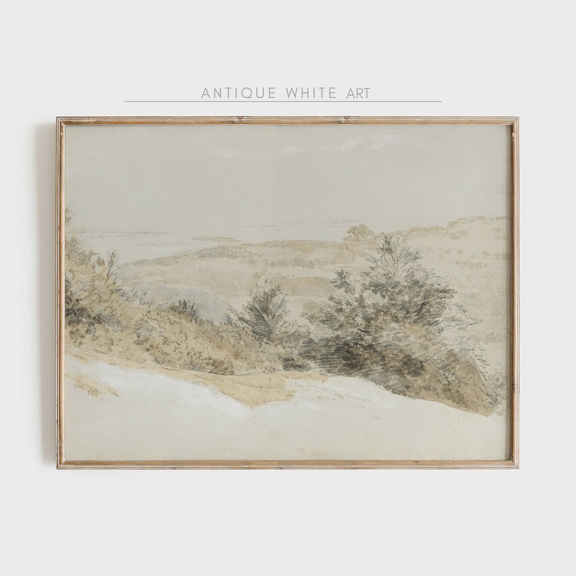 Vintage Beige Farmhouse Landscape Art Print