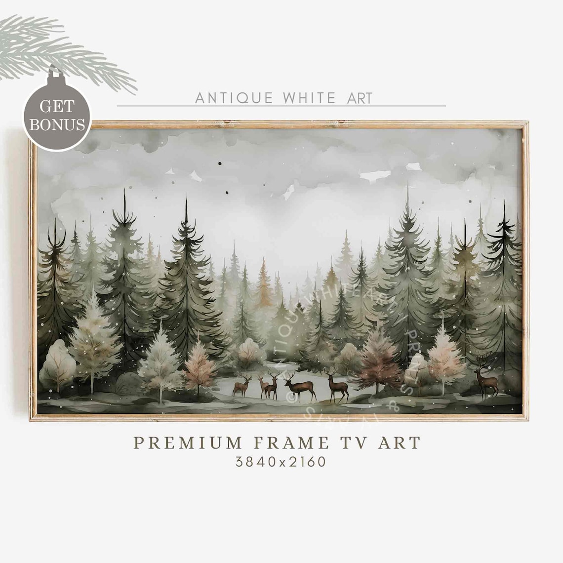 Winter Forest Painting Art Print, Farmhouse Decor
