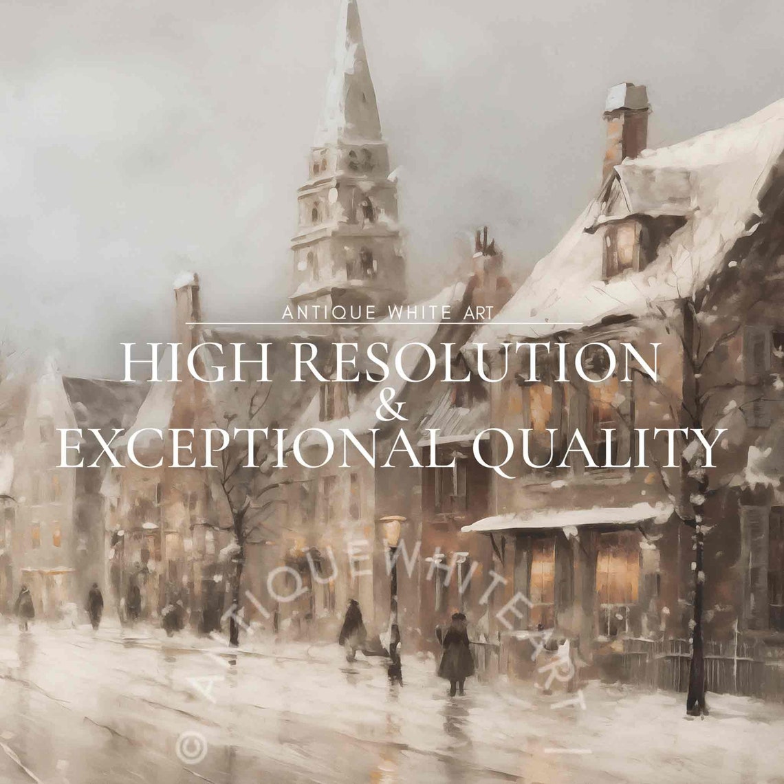Winter Town Frame Tv Art Moody Christmas Frame Tv Farmhouse Christmas Village Painting Vintage Style Christmas Decor Wa54 - Image 4