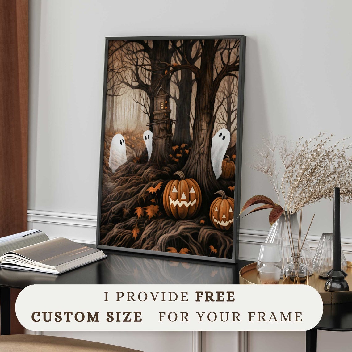 Halloween Wall Art Cute Ghosts In Vintage Paintings Cute Halloween Decor Farmhouse Print Print A167 - Image 2