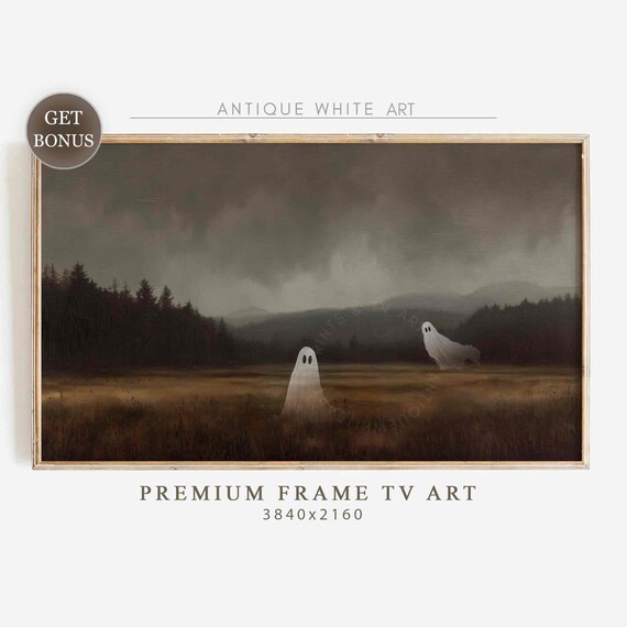 Dark Halloween Frame Tv Art Spooky Ghost Tv Art Moody Fall Landscape Painting Quirky Cute Ghosts Screensaver Tv505