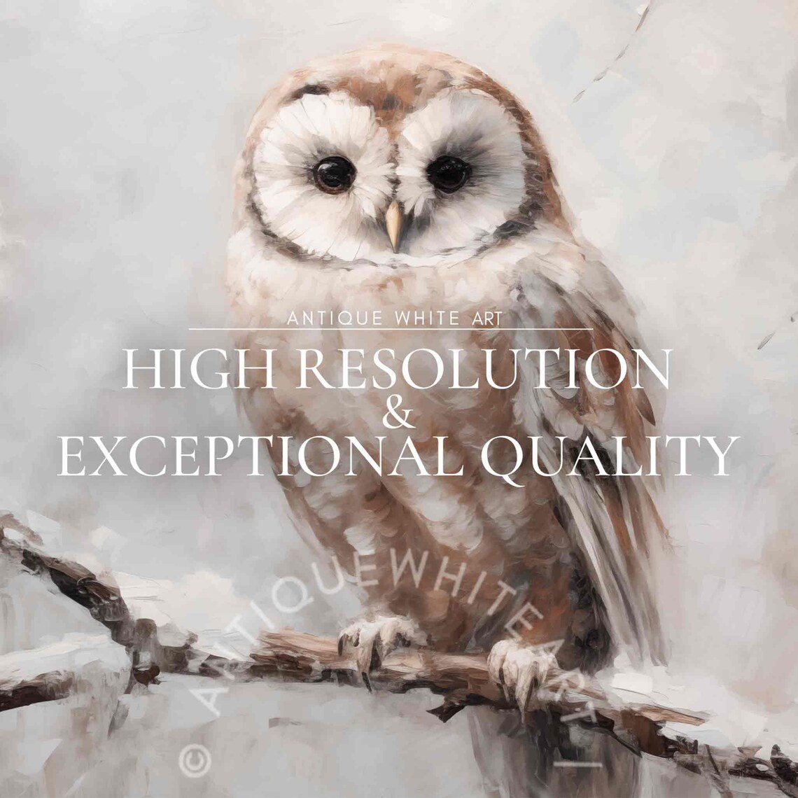 Farmhouse Owl in Winter Painting, Vintage Winter Art - Image 3