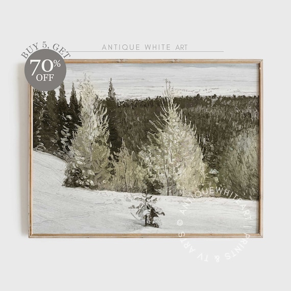 Vintage Winter Snowy Forest Rustic Landscape Art Print