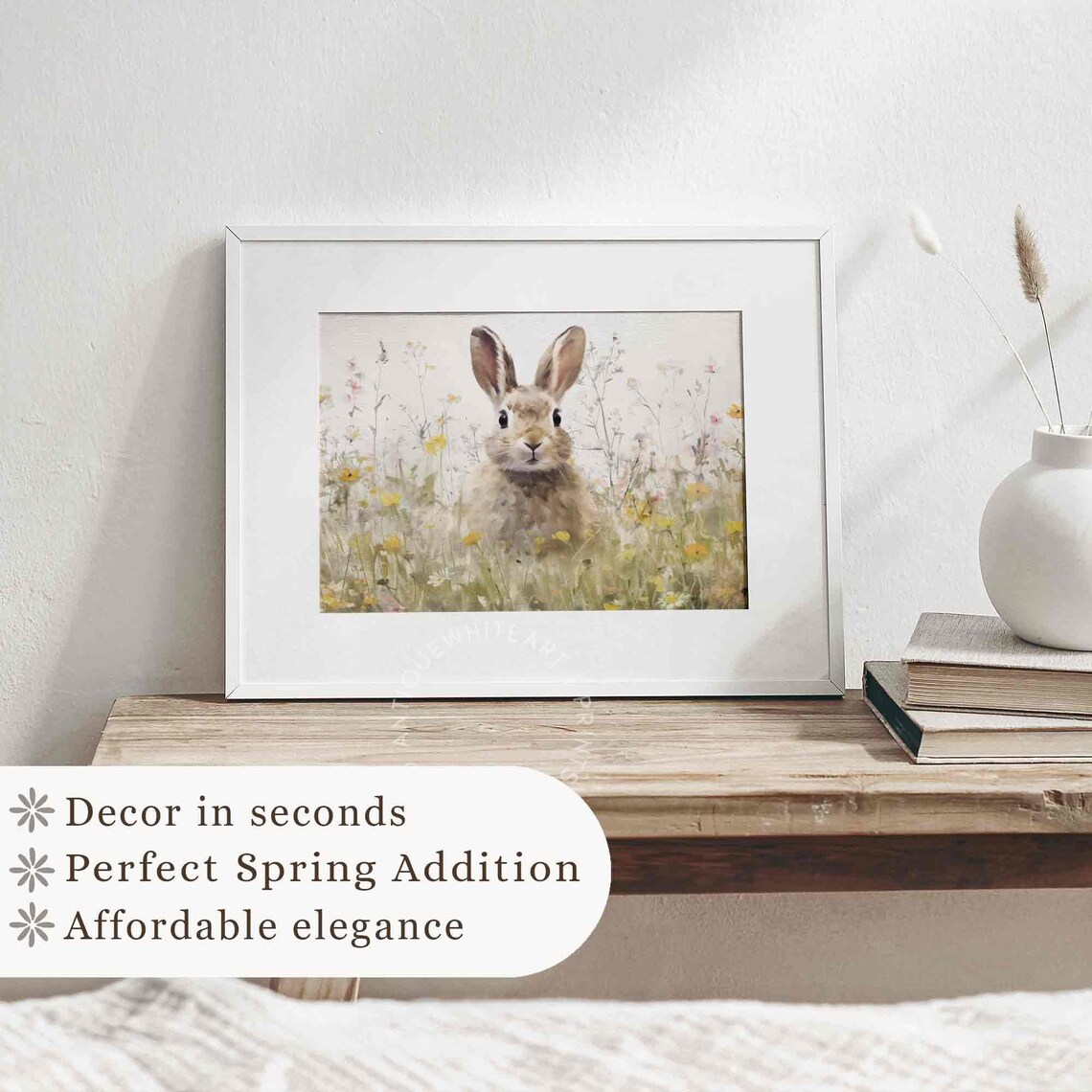 Easter Bunny Spring Decor with Wildflowers, Art Print - Image 4
