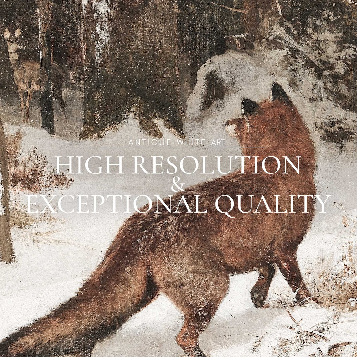 Rustic Vintage Fox In Winter Scene, Holiday Art Print - Image 4