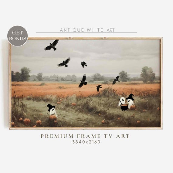 Halloween Ghost Painting, Quirky Farmhouse Art Print