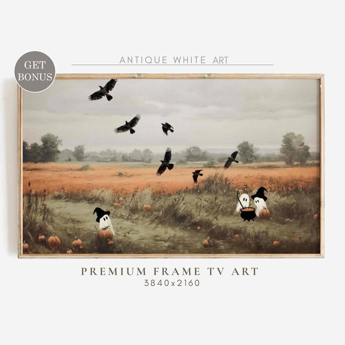Halloween Ghost Painting, Quirky Farmhouse Art Print