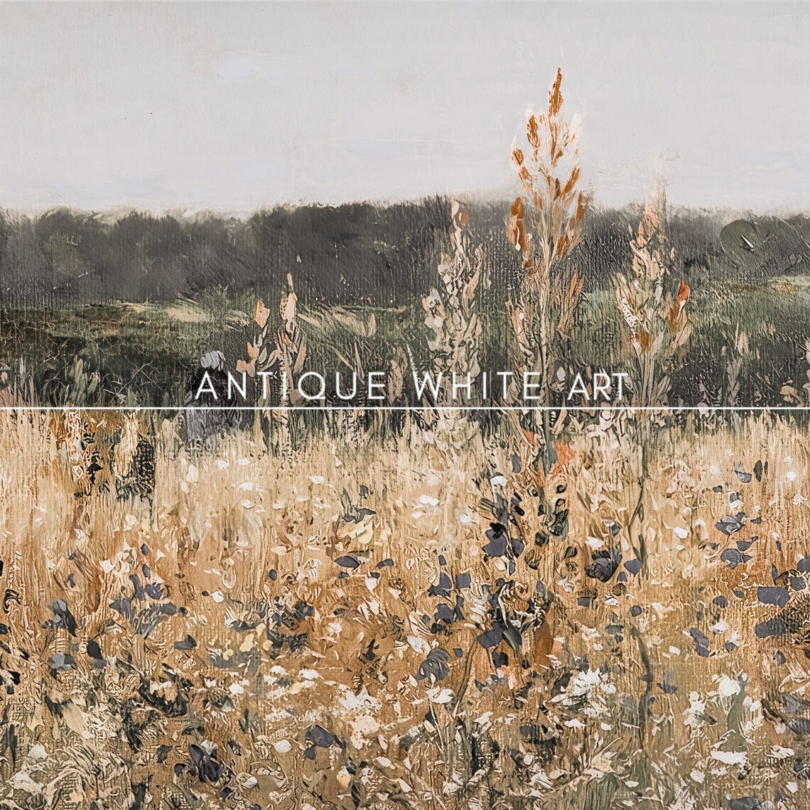 Golden Wildflower Field Landscape Vintage Country Meadow Art Poster - Image 2