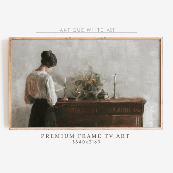 Vintage Neutral Frame Tv Art Antique French Moody Portrait Neutral Country Farmhouse Painting The Frame Tv Art Wa20