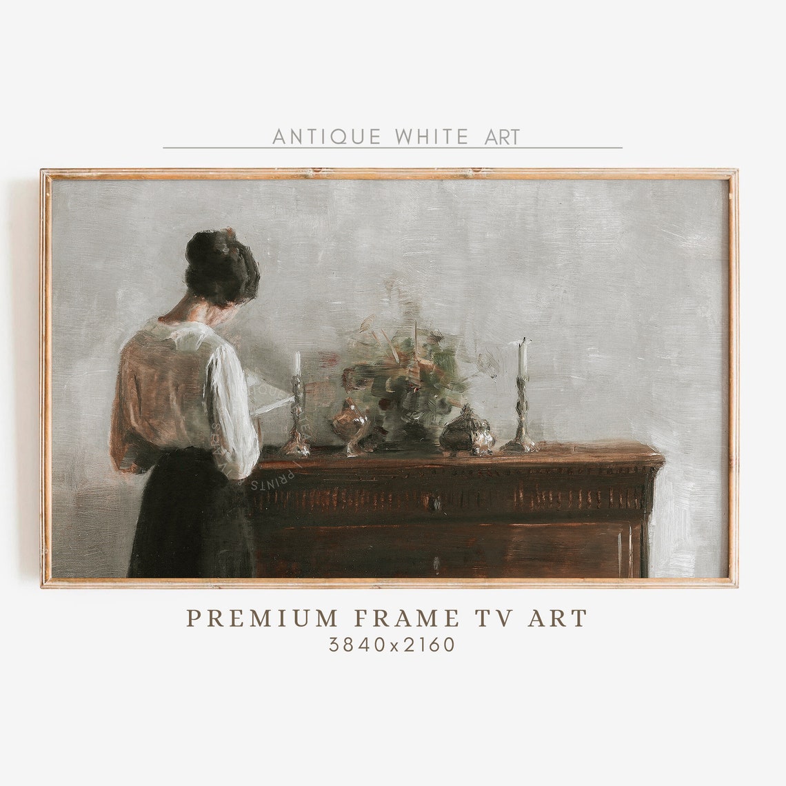 Vintage Neutral Frame Tv Art Antique French Moody Portrait Neutral Country Farmhouse Painting The Frame Tv Art Wa20