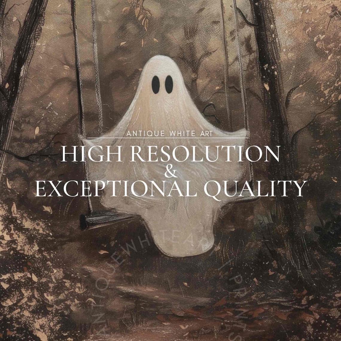Ghost on a Swing Halloween Oil Painting Print