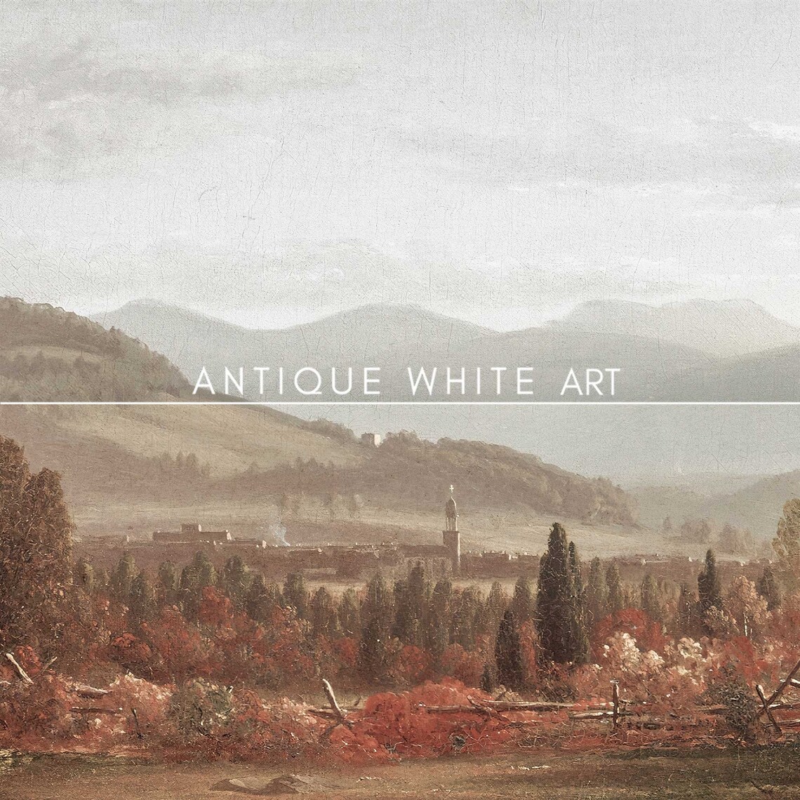 Vintage Autumn Landscape Art Print, Fall Country Scene - Image 3